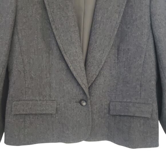 VTG Pendleton 100% Virgin Wool Old‎ Money Blazer Gray One Button Size 12 - Picture 4 of 12
